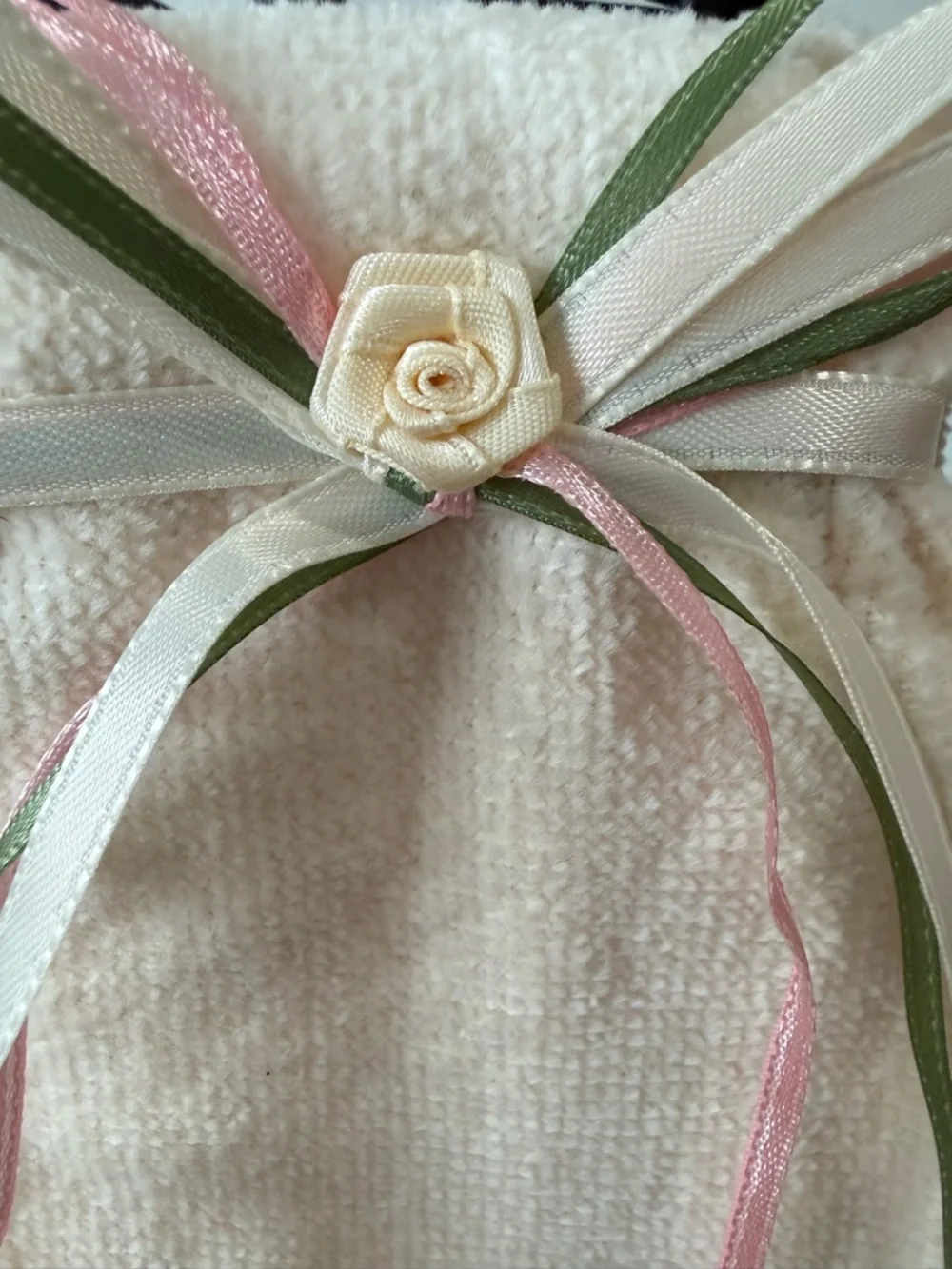 🌸 Hand Crafted Cream and Pink Embroidered Rose Towel & Toilet Paper Holder 🌸